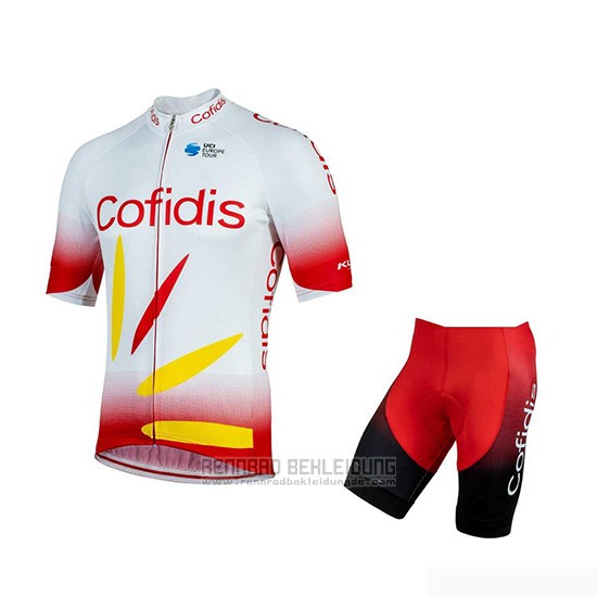2019 Fahrradbekleidung Cofidis Rot Wei Trikot Kurzarm und Tragerhose - zum Schließen ins Bild klicken